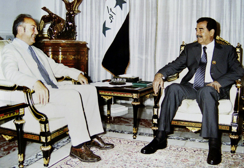 George Galloway i Saddam Husajn. Bagdad, 8 sierpnia 2002 r.