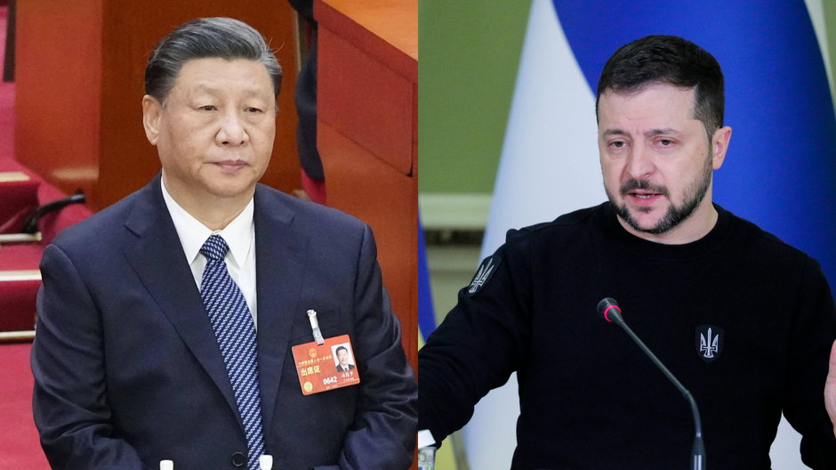 Xi Jinping i Wołodymyr Zełenski 