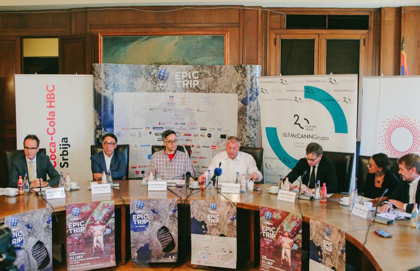 Bitef, konferencija za medije: Filip Ge, Srđan Šaper, Ivan Medenica, Miloš Latinović, Aksel Ditman, Frnak Bauman