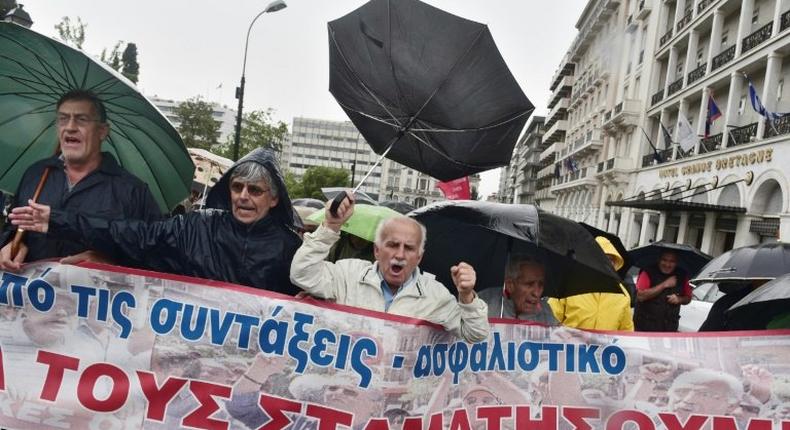 Greek pensioners protest against new austerity cuts outside parliament as Athens looks to deliver a new round of austerity measures