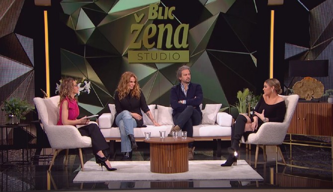 autorka i voidteljka emisije "Blic žena studio" Jelena Isaković i gosti glumica Srna Lango, dr Aleksandar Misojčić i pevačica Marija Mikić