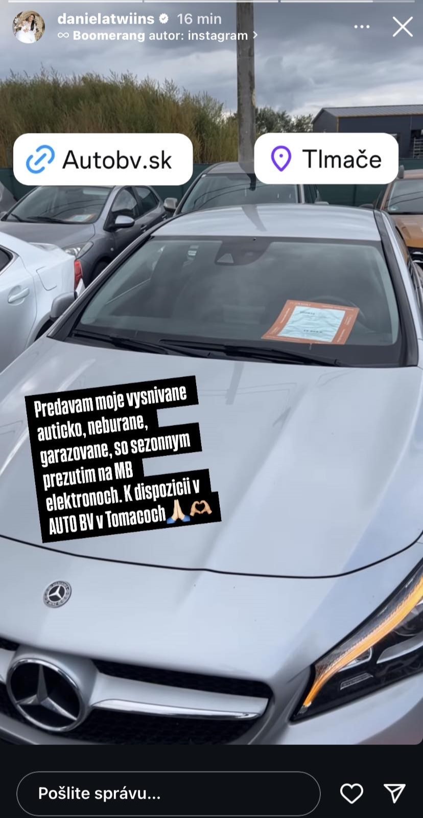 Daniela Nízlová predáva svoje milované auto.