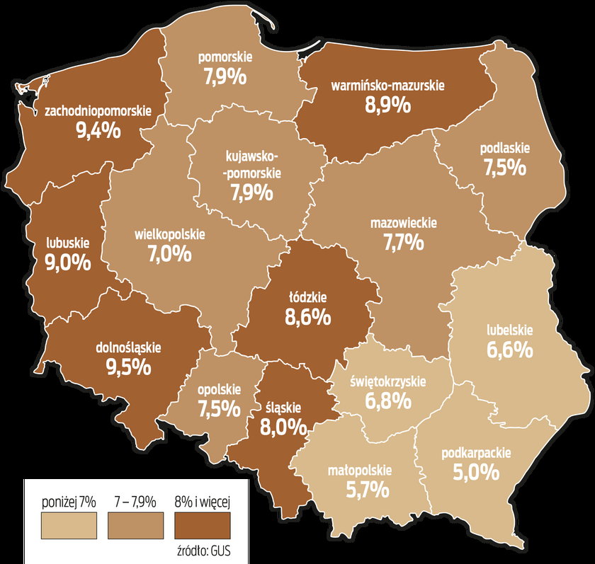 mapa Polska rozwodnicy