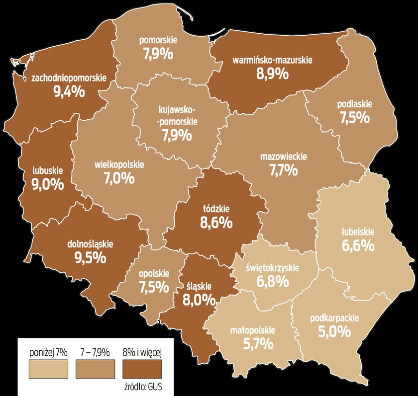 mapa Polska rozwodnicy