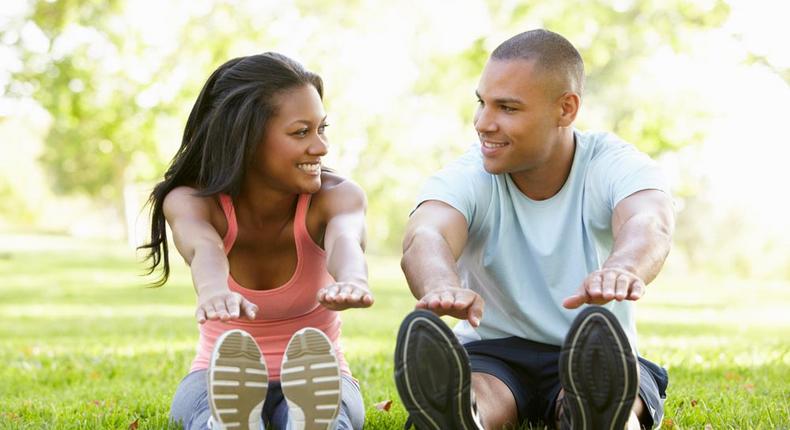 Couple exercising together