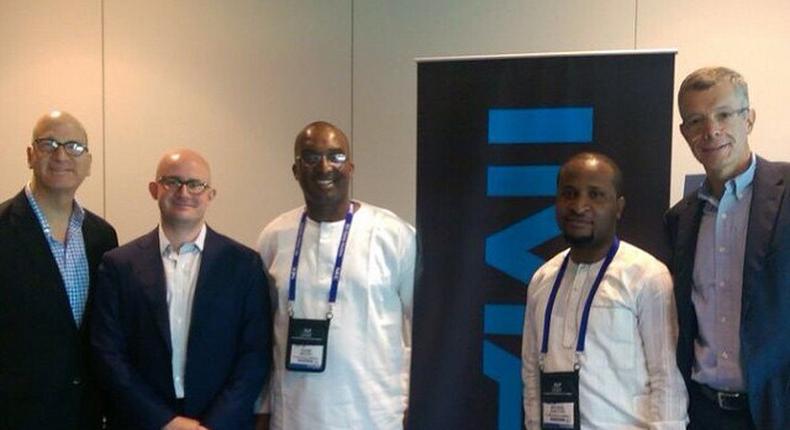 Greg Foster, Giovanni Dolci, Kene Mkparu, Moses Babatope, and Andrew Cripps at CineEurope in Barcelona