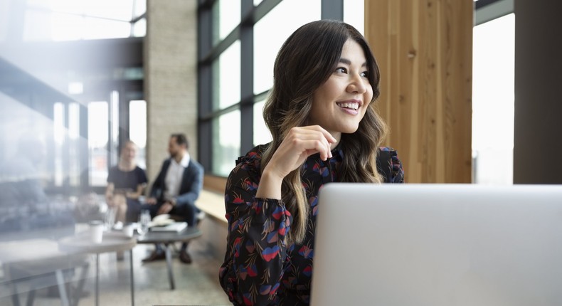 Woman using laptop