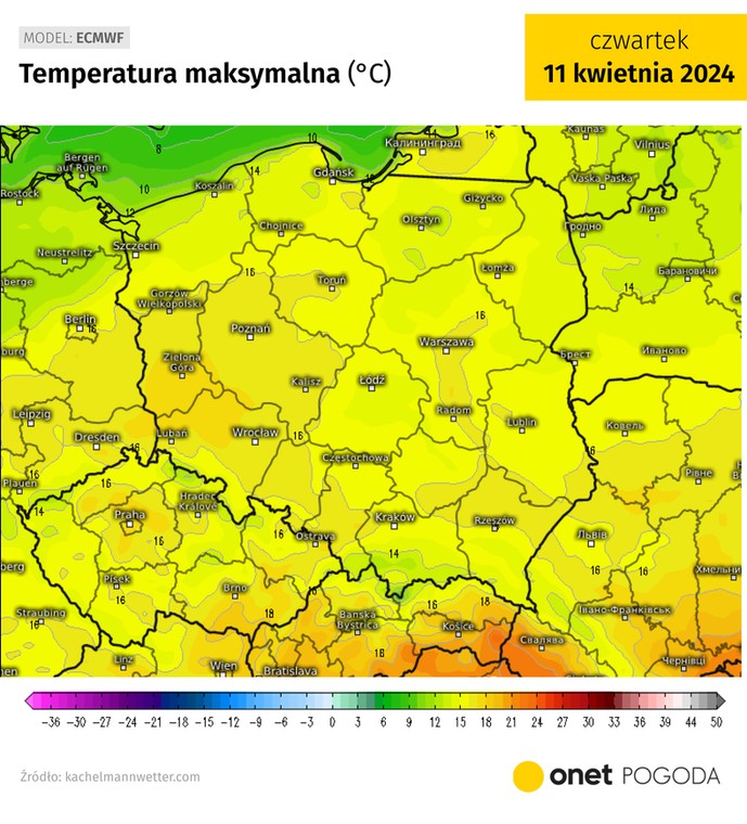 W czwartek temperatura nigdzie nie dojdzie do 20 st. C