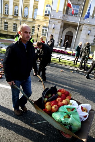 Protest sadowników w Warszawie
