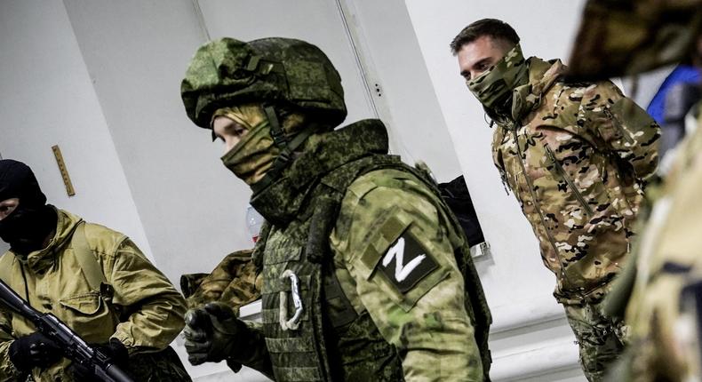 Volunteers go through military training in Rostov on December 6, 2022, amid the ongoing Russian military action in Ukraine.Photo by STRINGER/AFP via Getty Images