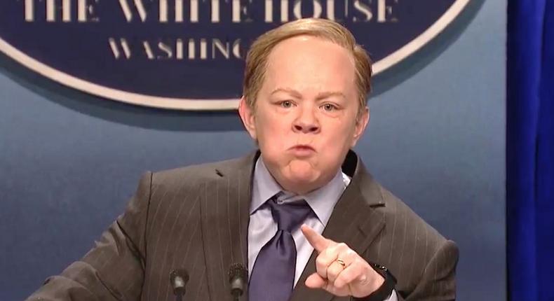 Melissa McCarthy as Sean Spicer on Saturday Night Live.