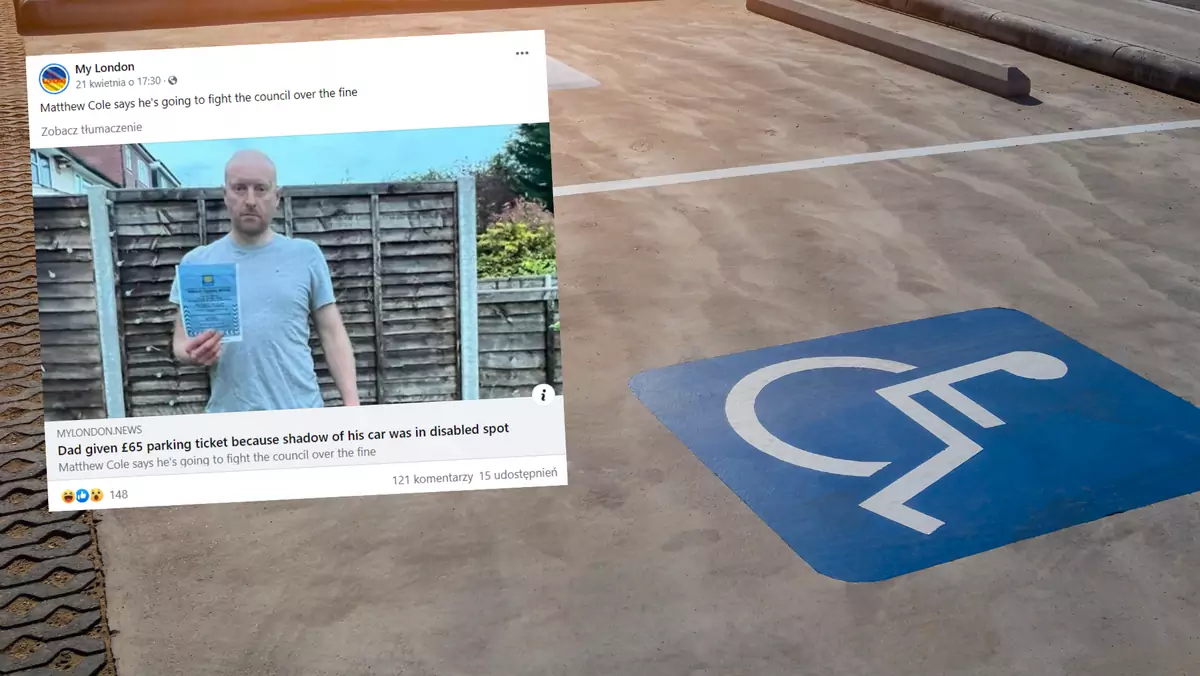 Dostał mandat za "zaparkowanie" w miejscu dla niepełnosprawnych (fot. facebook.com/@mylondonnews)