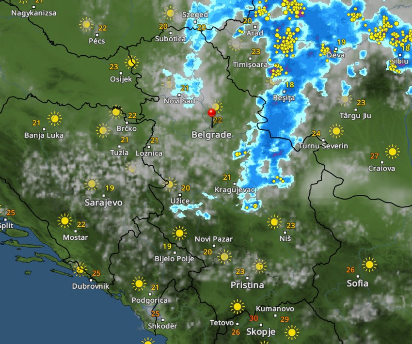 Kretanje nevremena u 19 sati