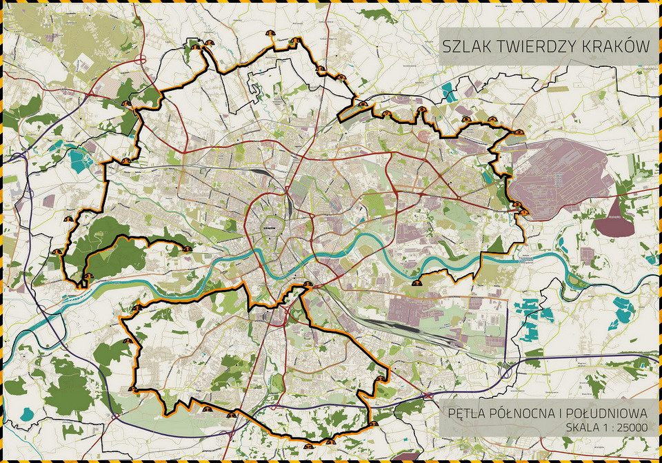 Twierdza Kraków liczy łącz­nie ponad 120 obiek­tów i jest naj­więk­szą w Pol­sce i w Eu­ro­pie Środ­ko­wej oraz jedną z naj­więk­szych for­ty­fi­ka­cji pier­ście­nio­wych na świe­cie