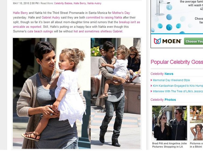 Halle Berry wraz z córeczką Nahlą. Nahla, córka Berry i modela Gabriela Aubry, musiała odziedziczyć urodę rodziców (źródło: www.popsugar.com)