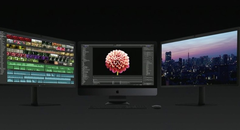 The iMac Pro with two additional 5K displays.