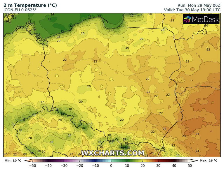 Termometry niemal w całej Polsce pokażą 20 st. C i nieco powyżej