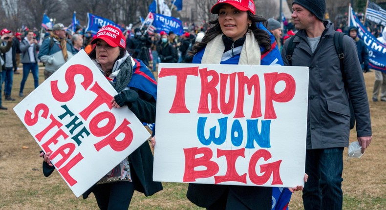 People attend a rally in support of President Donald Trump in Washington.