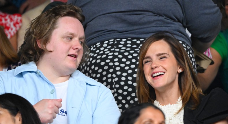 Lewis Capaldi and Emma Watson at Wimbledon in July 2023.Karwai Tang/WireImage/Getty Images