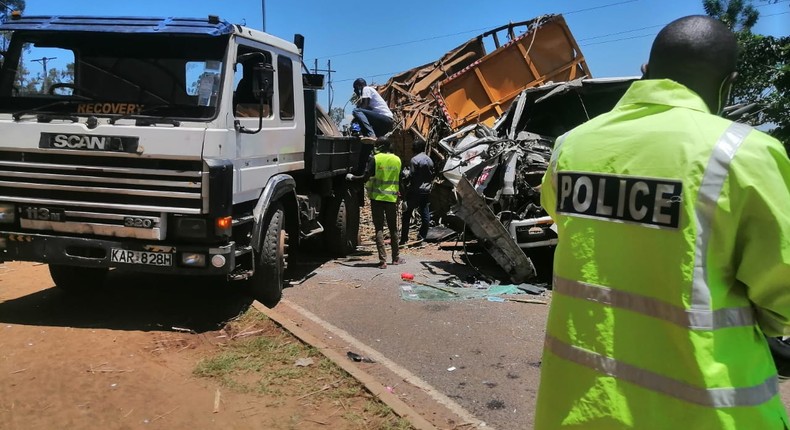 2 people dead, One injured in accident along Kisumu-Nairobi Highway (Courtesy)