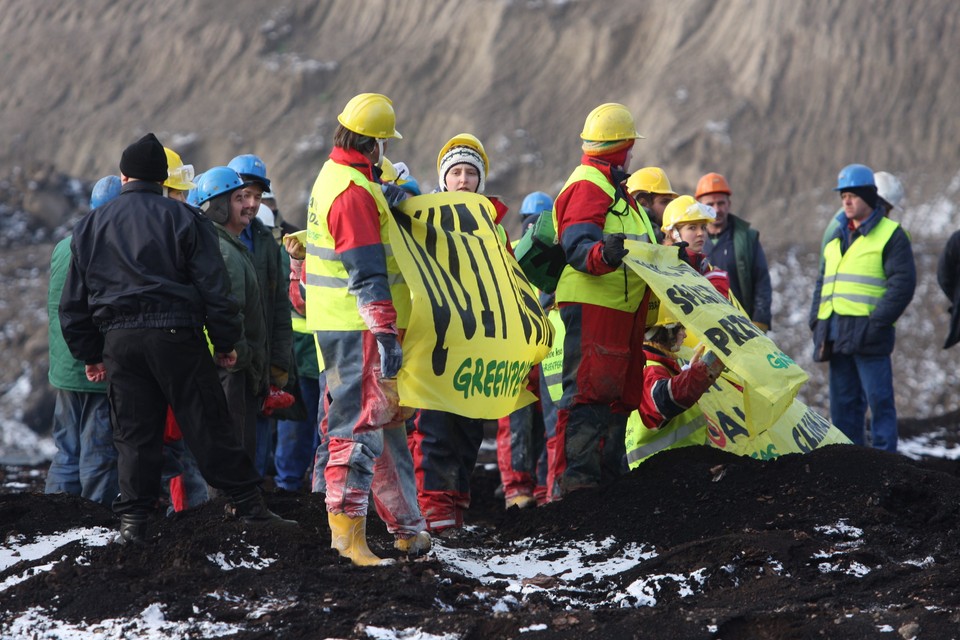 ROZTOKA ODKRYWKA WĘGIEL GREENPEACE PROTEST