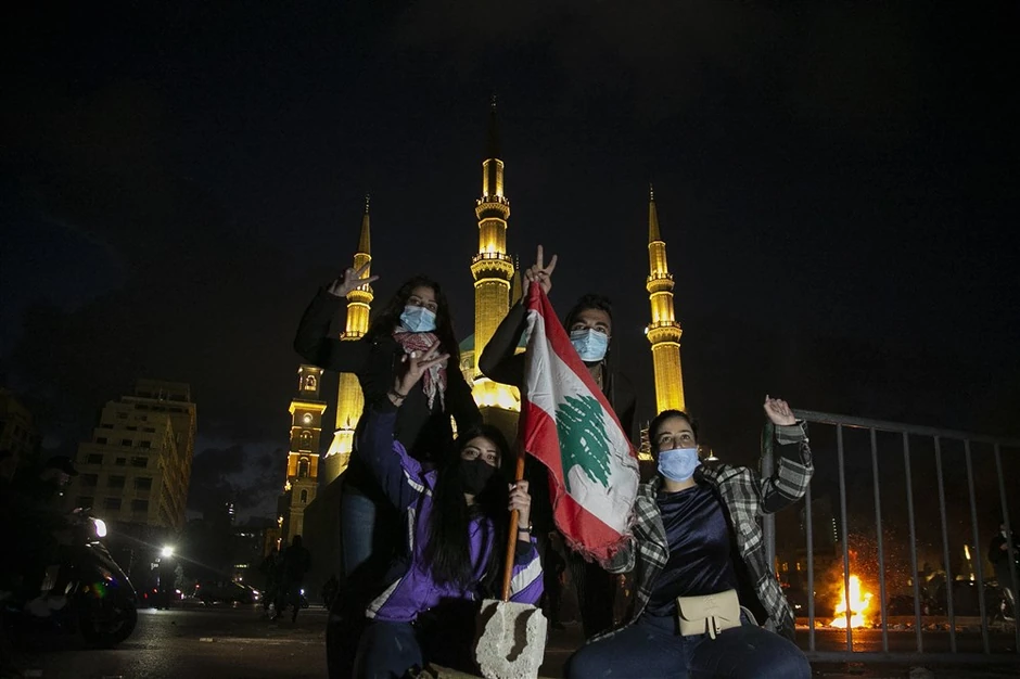 Protest zbog krize u Bejrutu u martu 2021.