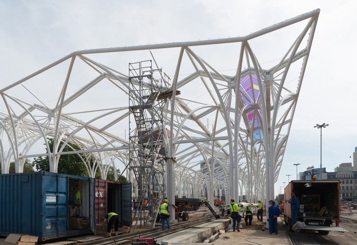 Wysoka na 13 m budowla będzie miała prawie 100 m długości i 33 m szerokości.<br><br>fot. (ukit) PAP/Grzegorz Michałowski