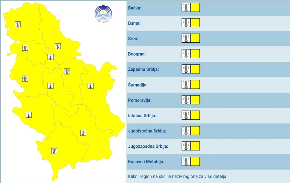 Žuti metealarm upaljen za celu Srbiju za 29. i 30. mart