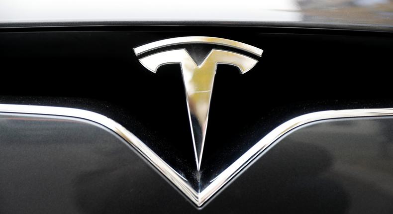 The Tesla company logo is pictured on a Model X electric car.Reuters