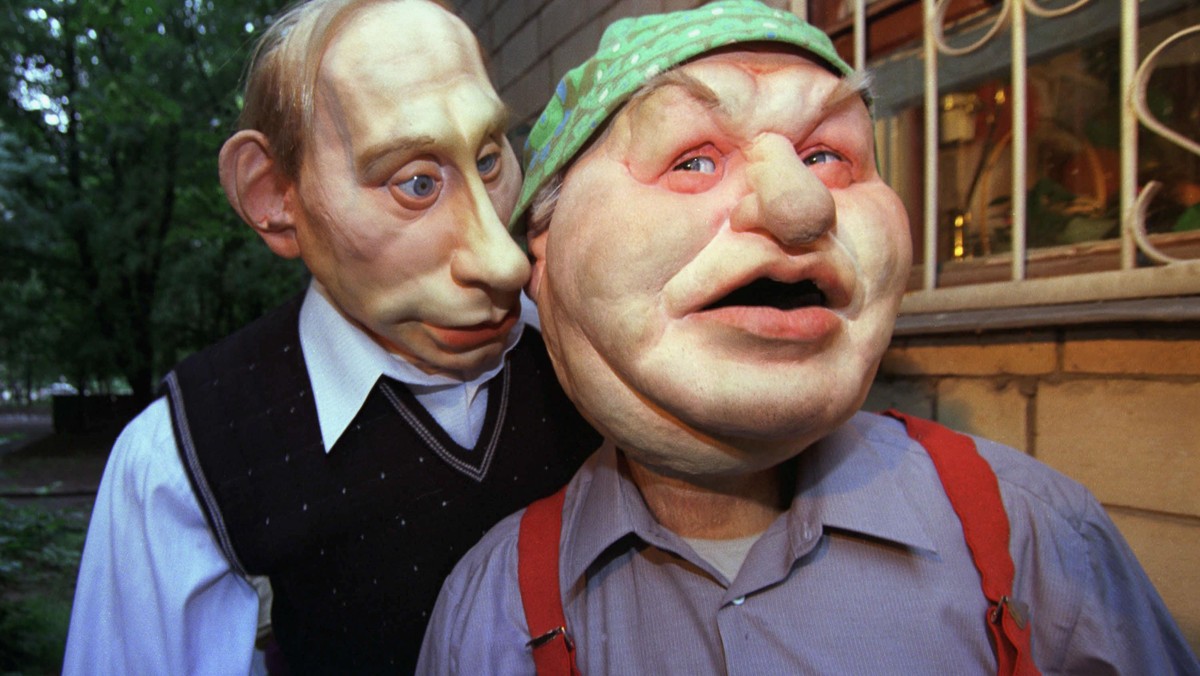 Life size puppets of Russian political leaders Kukly