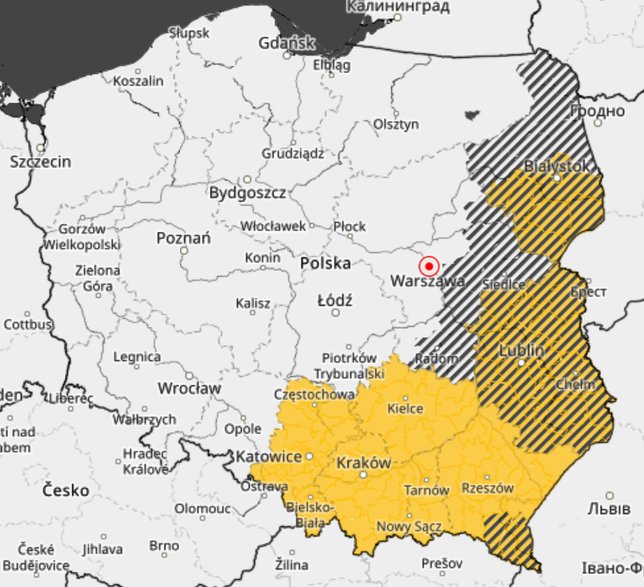 Aktualne ostrzeżenia przed marznącymi opadami