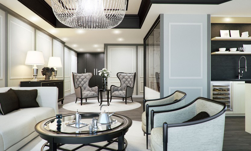 Złota 44, aranżacje apartamentów- wizualizacja - Classic Elegance - Marble Mobility (1)