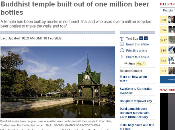 Wybudowali świątynię z butelek po piwie