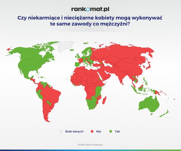 Kraje świata, w których kobiety i mężczyźni mogą wykonywać te same zawody, źródło rankomat.pl