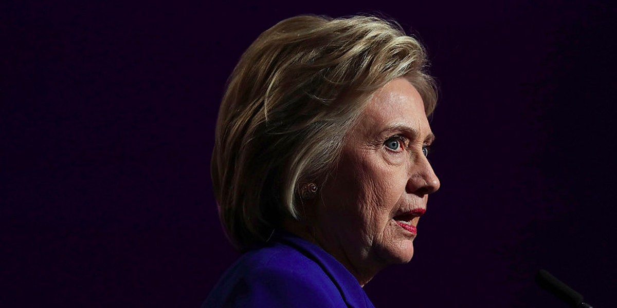 Hillary Clinton addresses a crowd at a Planned Parenthood event in Washington, D.C.