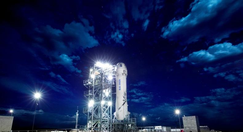 Blue Origin's New Shepard rocket, on April 29, 2018 in Texas