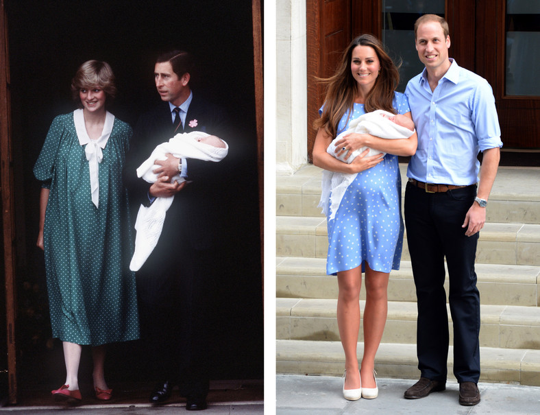 księżna Diana i Kate Middleton z noworodkami pod Lindo Wing