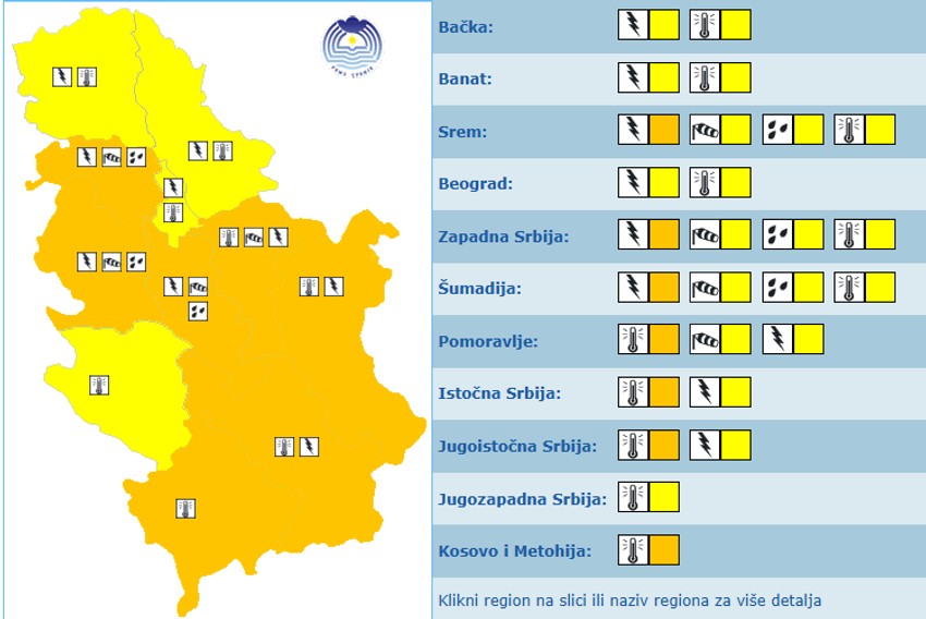 Meteoalarm za nedelju