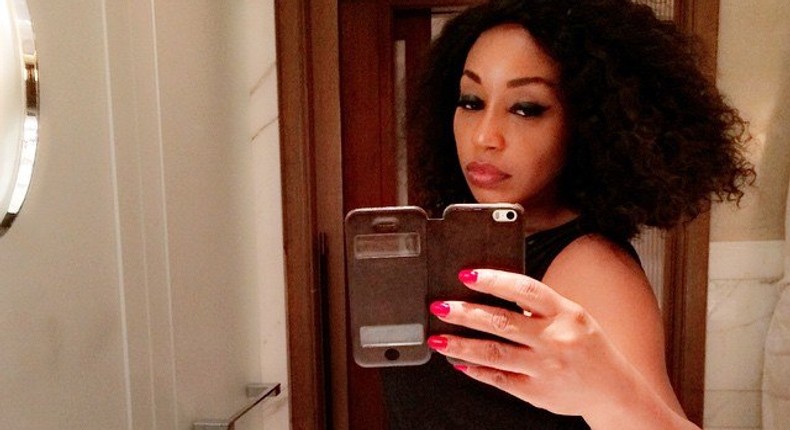 Rita Dominic enjoying a bathroom selfie