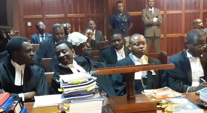 Senior Counsel James Orengo with lawyer Nelson Havi