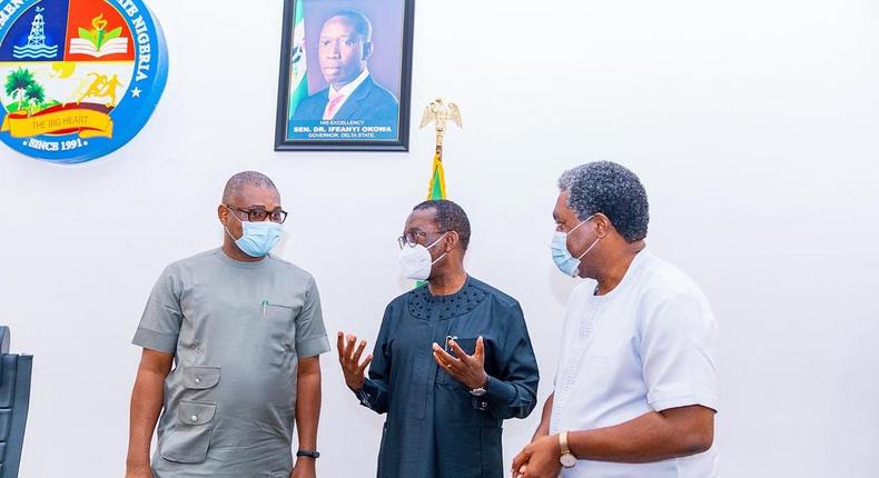 Delta Gov Okowa hosts movie producers in Asaba on Friday, August 28, 2020(State press corps)