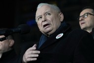 Prezes PiS Jarosław Kaczyński i politycy partii na demonstracji w obronie Mariusza Kamińskiego i Macieja Wąsika