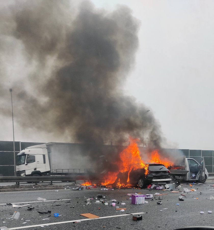 Wypadek na autostradzie A4.