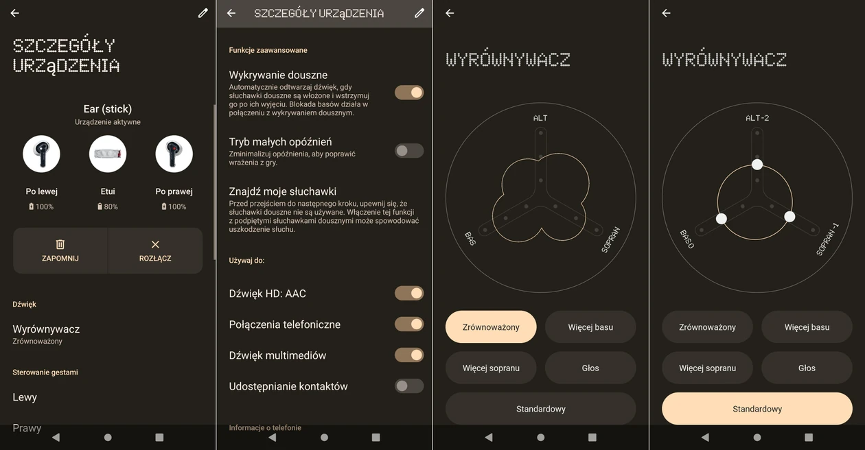 Podstawowe ustawienia słuchawek w smartfonie Nothing phone (1)