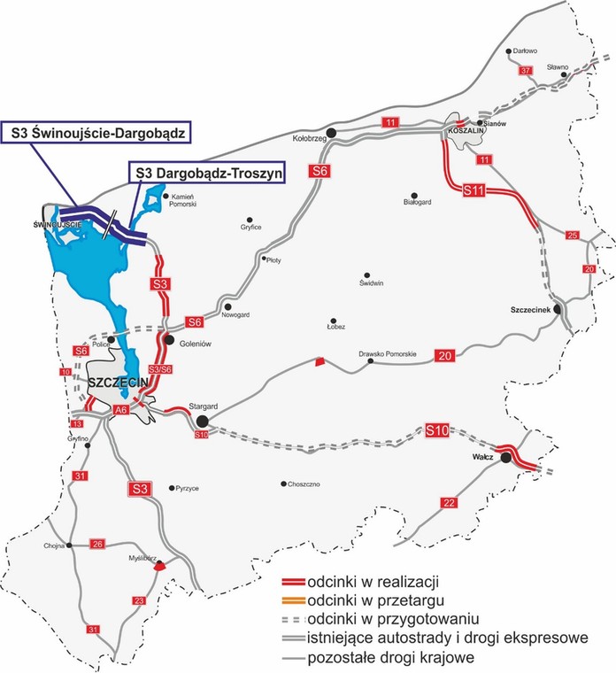 S3 Świnoujście - Troszyn- mapa