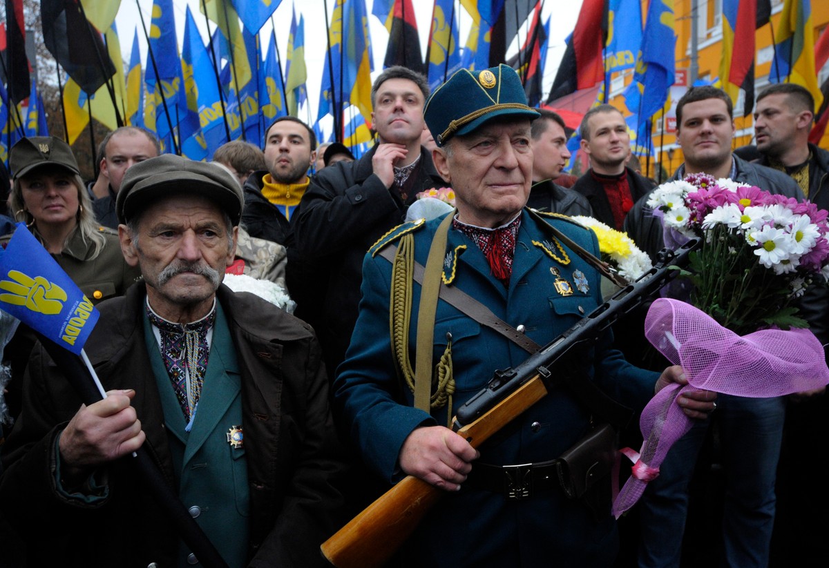 Demonstracja ukraińskich nacjonalistów z partii "Swoboda"