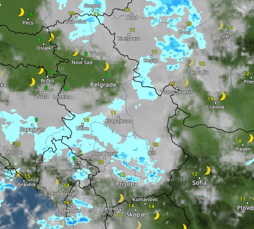 Vreme u 3 sata posle ponoći