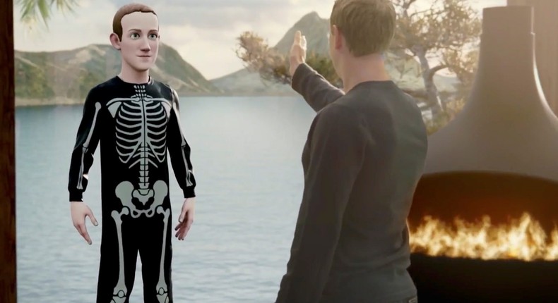 Facebook CEO Mark Zuckerberg and his metaverse avatar.