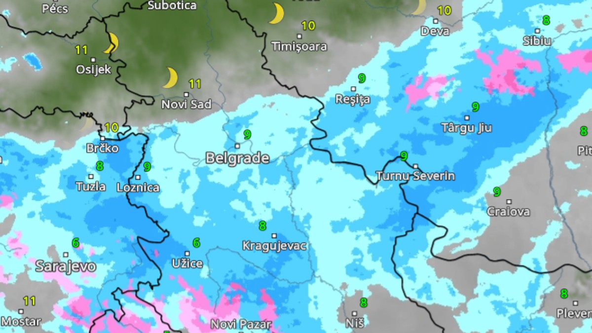 Radarski snimci: Kiša i sneg u Srbiji: RHMZ upozorava na obilne padavine i opasnost od poplava