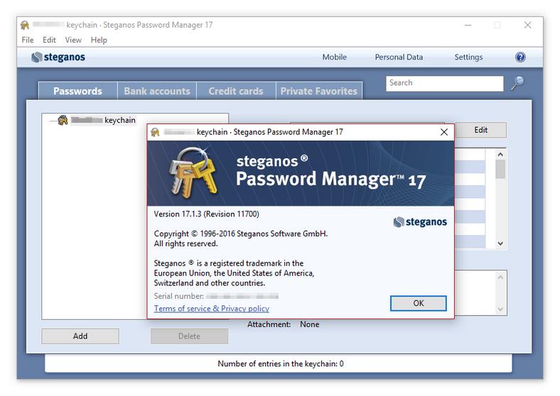 Główne okno programu do przechowywania haseł - Steganos Password Manager
